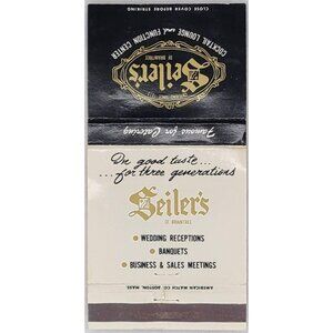 Front Strike Matchbook Seiler's Braintree MA Cocktail Lounge Function Center